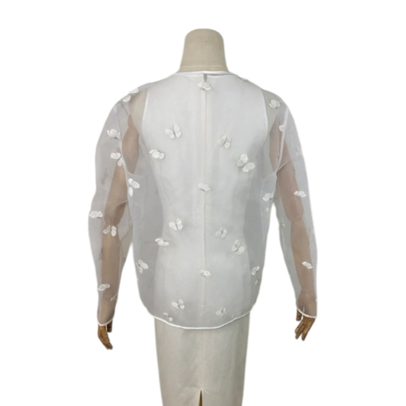 Sheer White Delicate Topper/Blazer Embroidered Butterfly Details Fairycore Sz 6 - Picture 6 of 12